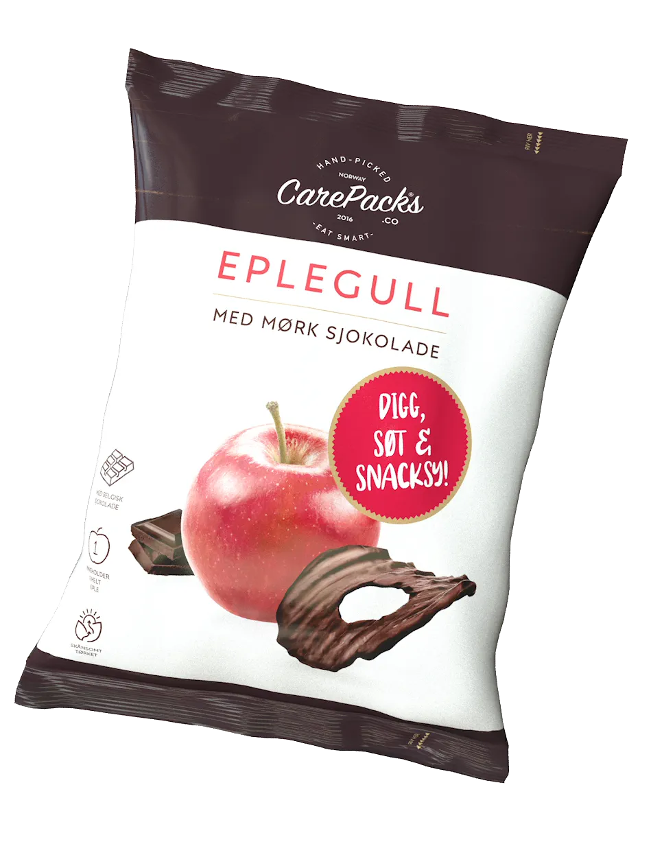 Eplegull Mørk Sjokolade — pakningen